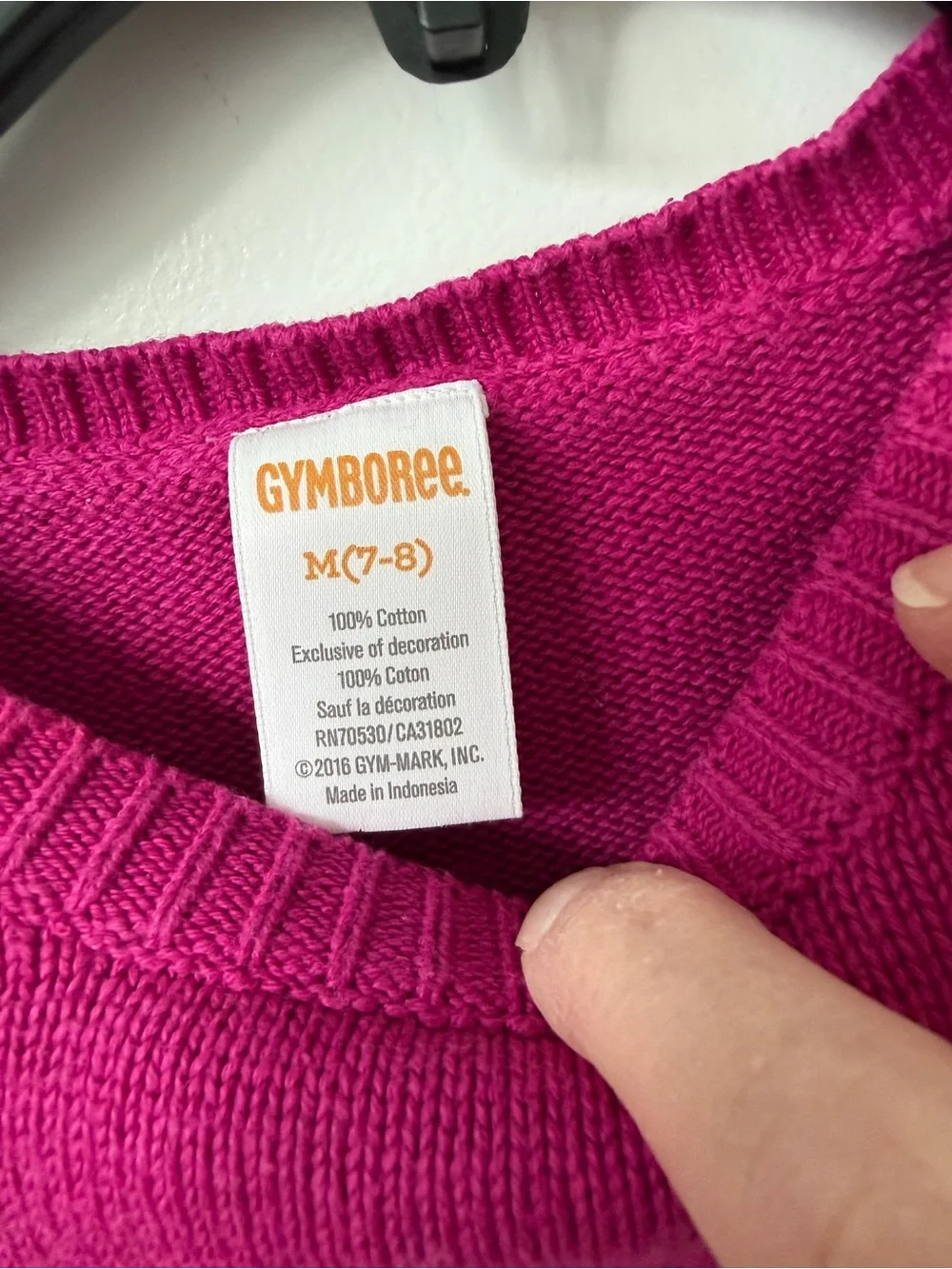 Gymboree Girl’s Cotton Sweater Size 7-8 Bright Fuchsia Eiffel Tower